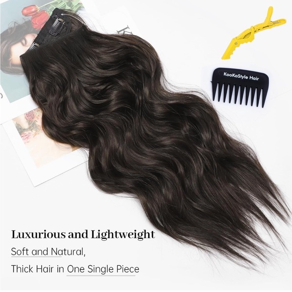 KooKaStyle Invisible Wire Hair Extensions with Transparent Headband Adjustable - Picture 2 of 6